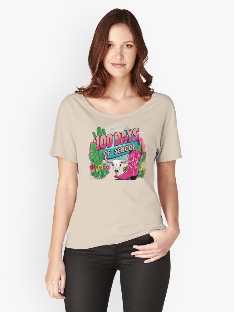 100 Days of School Shirt Western In My 100 Days of School Era 100th Day of School Shirt for Teachers 100 Days Cowgirl Shirt Relaxed Fit T-Shirt