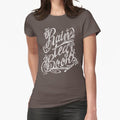 Rain, Tea, Books - white lettering only- Fitted T-Shirt for Sale by medusadollmaker