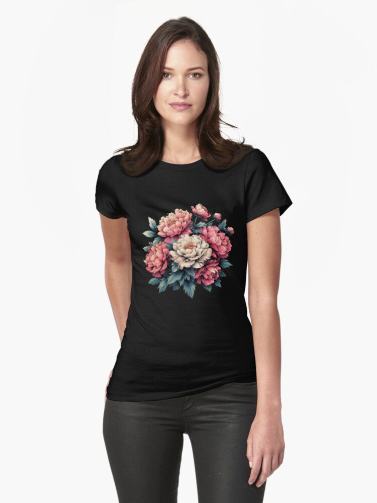 peony flower botanical Fitted T-Shirt