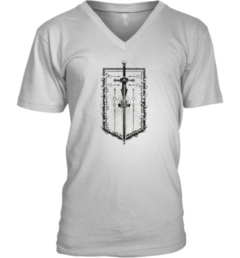 Even In Arcadia Damocles Crest Flag V Neck T Shirt