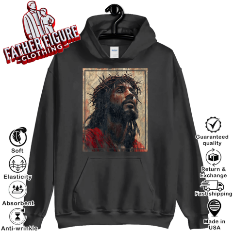 Black Jesus Face Of Jesus Cross With Crown Of Thorns Hoodie