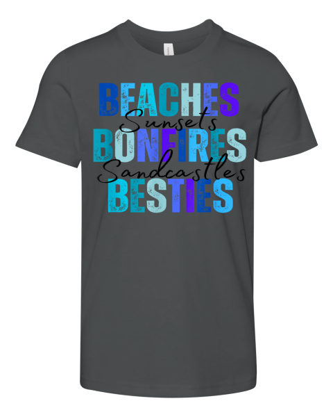 Beaches Bonfires Besties Premium Youth T Shirt