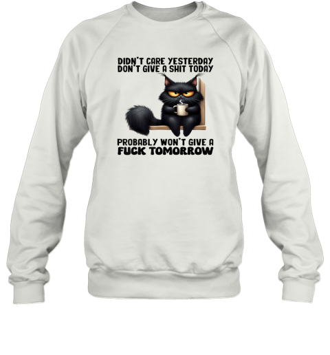 Cat Didn039T Care Yesterday Don039T Give A Shit Today Probably Sweatshirt