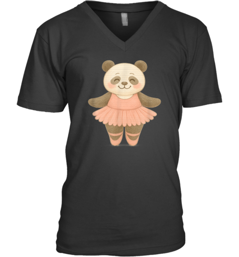 Adorable Ballerina Panda V Neck T Shirt