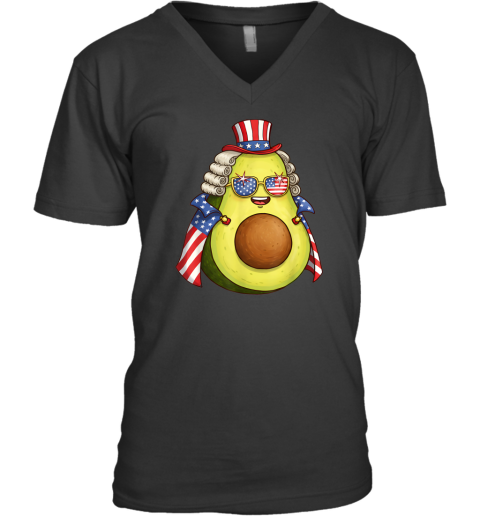 Cute Avocado American Flag Cape 4Th Of July America Usa V Neck T Shirt