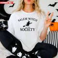 Halloween Salem Witch Society T Shirt Printed Short Sleeve Gift Unisex Adult Top