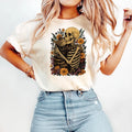 Floral Skeleton Cat Shirt, Spooky Halloween Tee, Skeleton Hugging Kitty Shirt