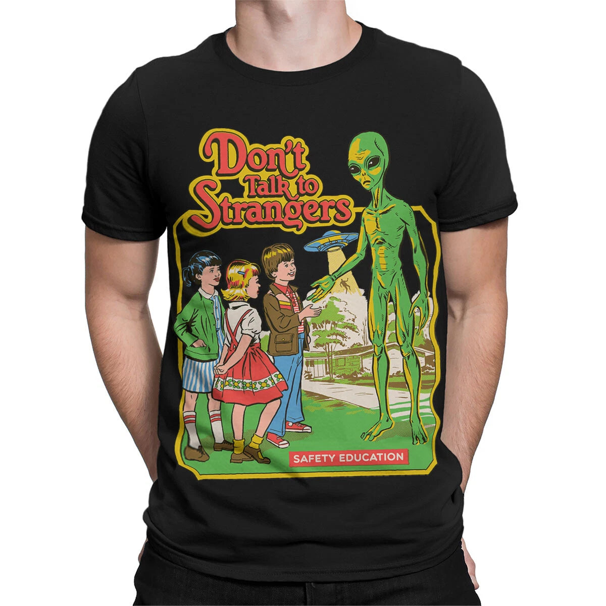 Don't-talk-to-strangers 80s Safety-themed T-shirt With A Retro Twist #sr#t433