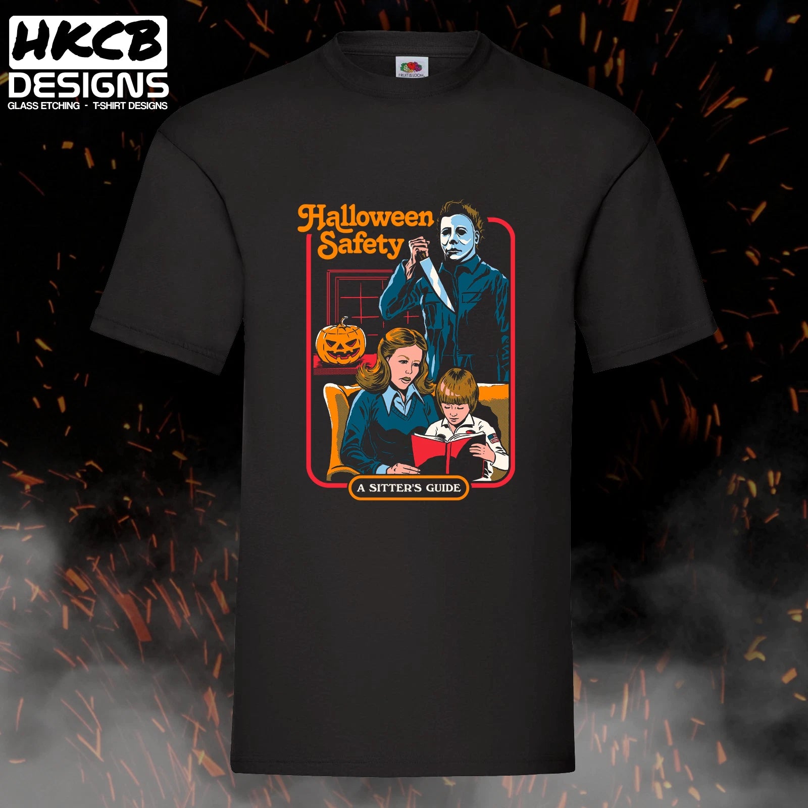 Halloween Safety, A Sitters Guide T-shirt, Horror, Parody, Michael Myers