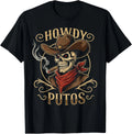 Funny Skull Howdy Putos Spanish Slang, Western Cowboy Skull Unisex T-shirt