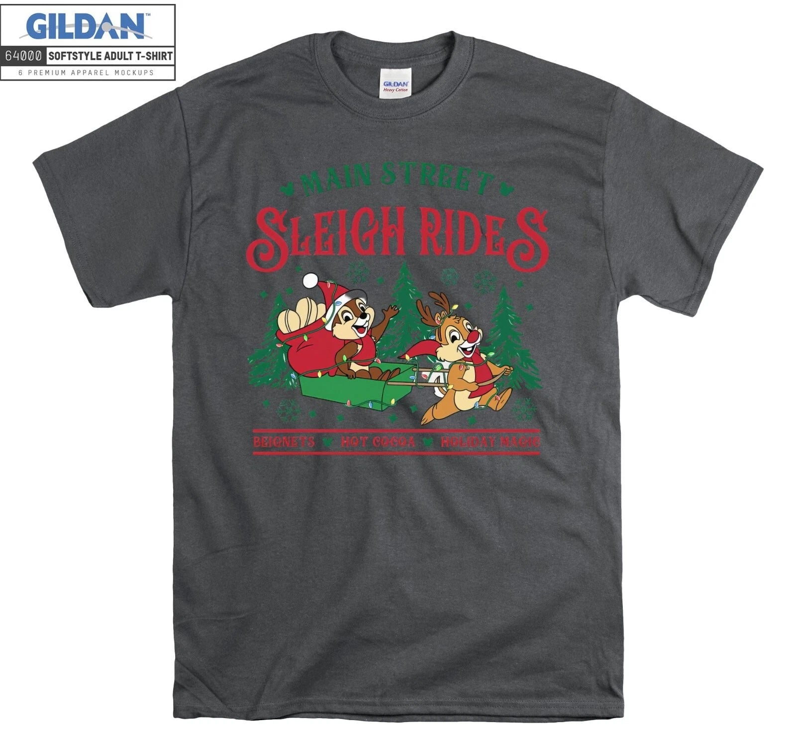Disney Santa Chip And Dale Main Street Slei Hoodie Tshirt Men Women Unisex Ab539
