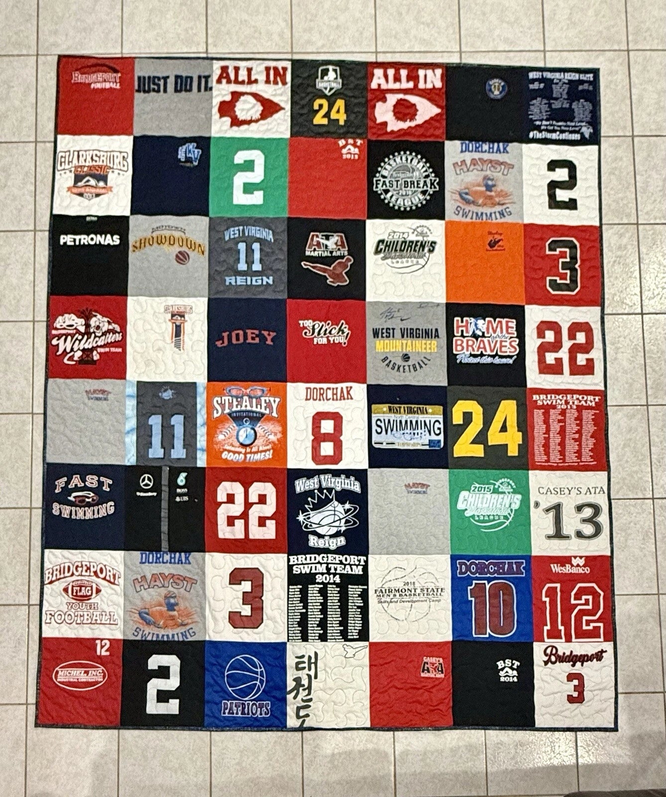 Personalized Custom Tshirt Quilt From Your Shirts, Memory Quilt *deposit Only*