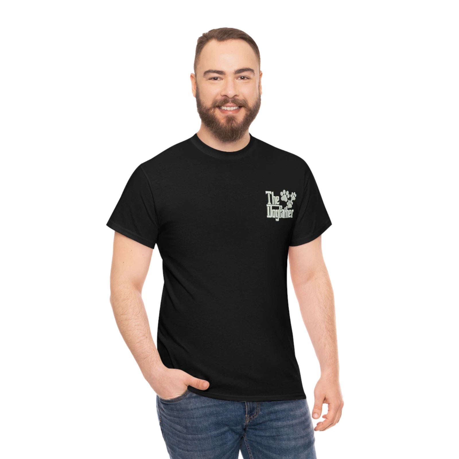 Embroidered The Dog Father T-shirt Fathers Day Hobby Dog Paw Grandpa Pops Unisex