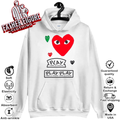 Cdg Play Logo With Red Heart Hoodie