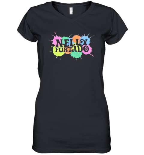 Drake Wearing Nelly Furtado Burn In The Spotlight Tour Women039S V Neck T Shirt