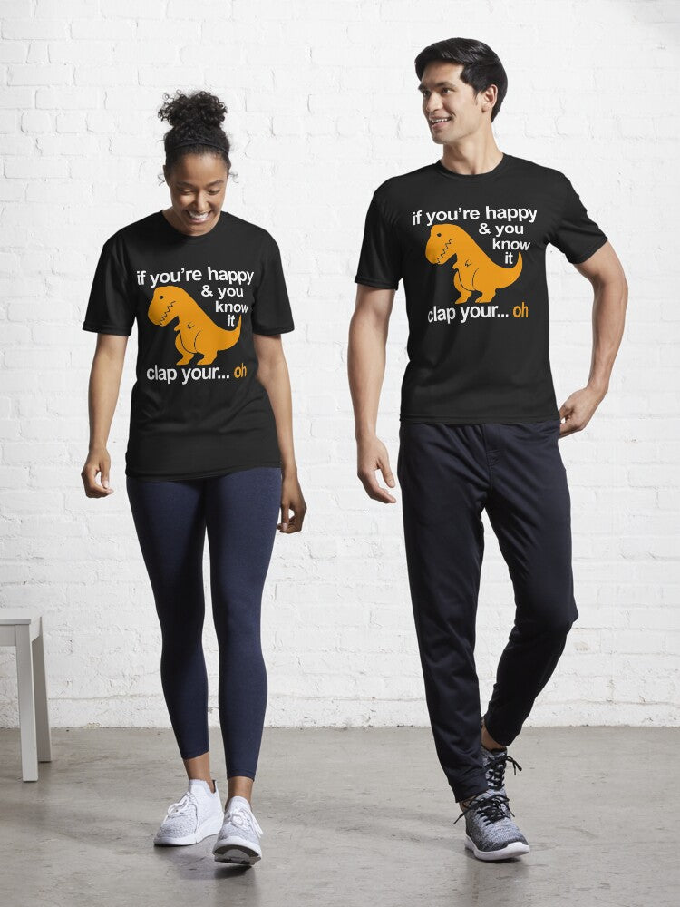 Dino Clap Your Hands Playful T Rex and Happy Rhymes Active T Shirt T Shirt Aesthetic Fit High Search Demand