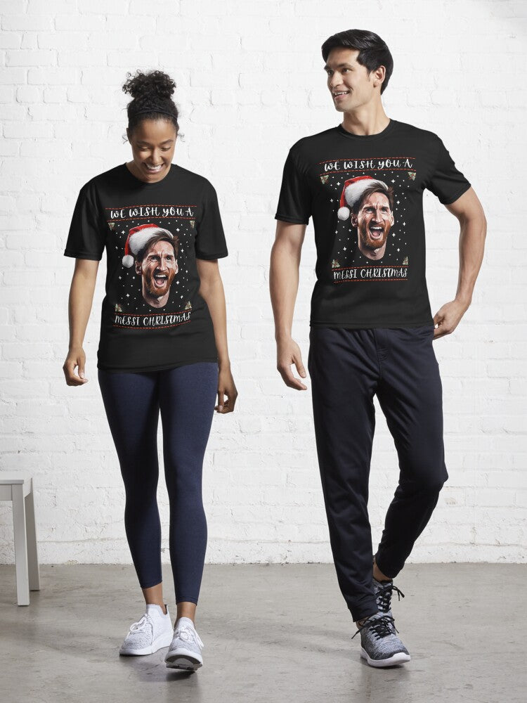 We Wish You a Messi Christmas | Funny Football Christmas Sweatshirt Active T-Shirt