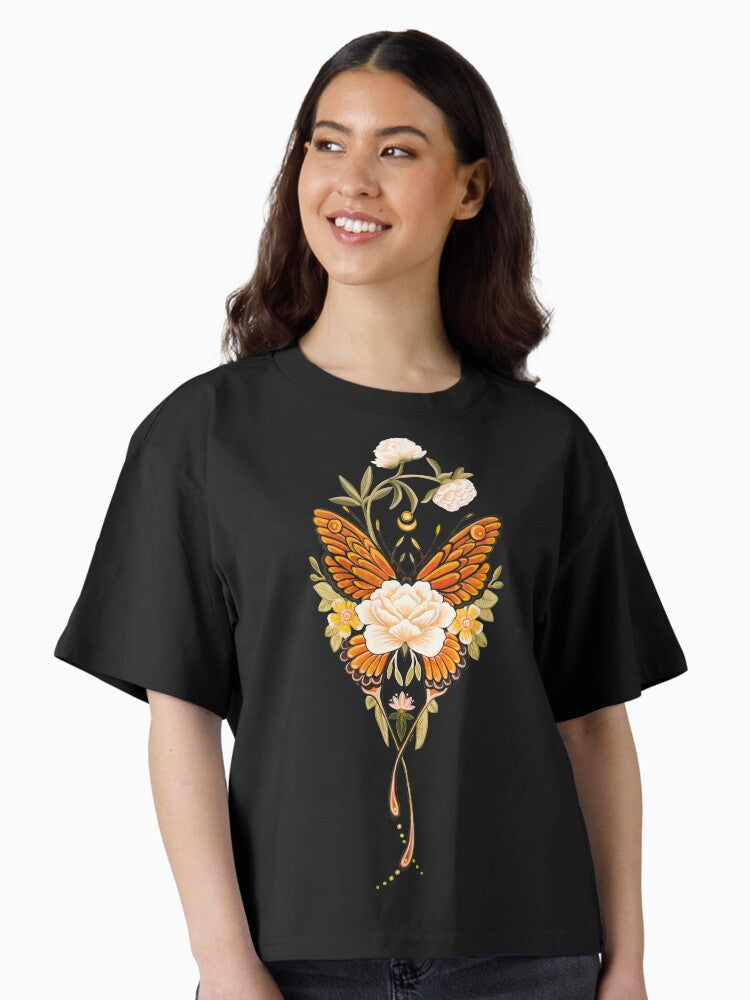 Tattoo Butterfly Peonies Boxy T Shirt T Shirt Comfort Fit Gift Ready