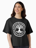 Yggdrasil Rune Circle Variant II Boxy T Shirt T Shirt Viral TikTok Find Gift Ready
