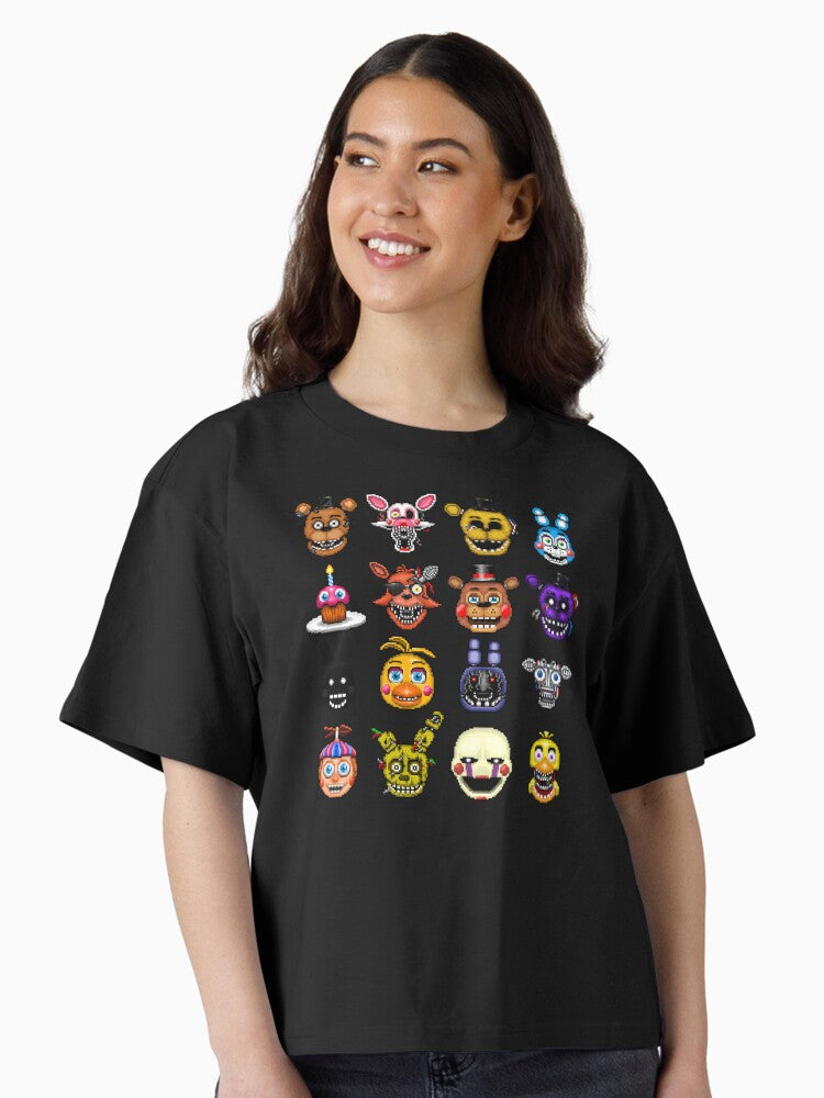 Five Nights at Freddy s Pixel art Multiple Characters Boxy T Shirt T Shirt Premium Print Everyday Wear
