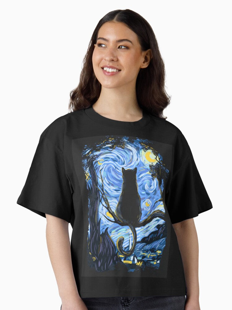 Van Gogh Cat Starry Night Van Gogh Cat Lovers Boxy T Shirt T Shirt High Search Demand Gift Ready