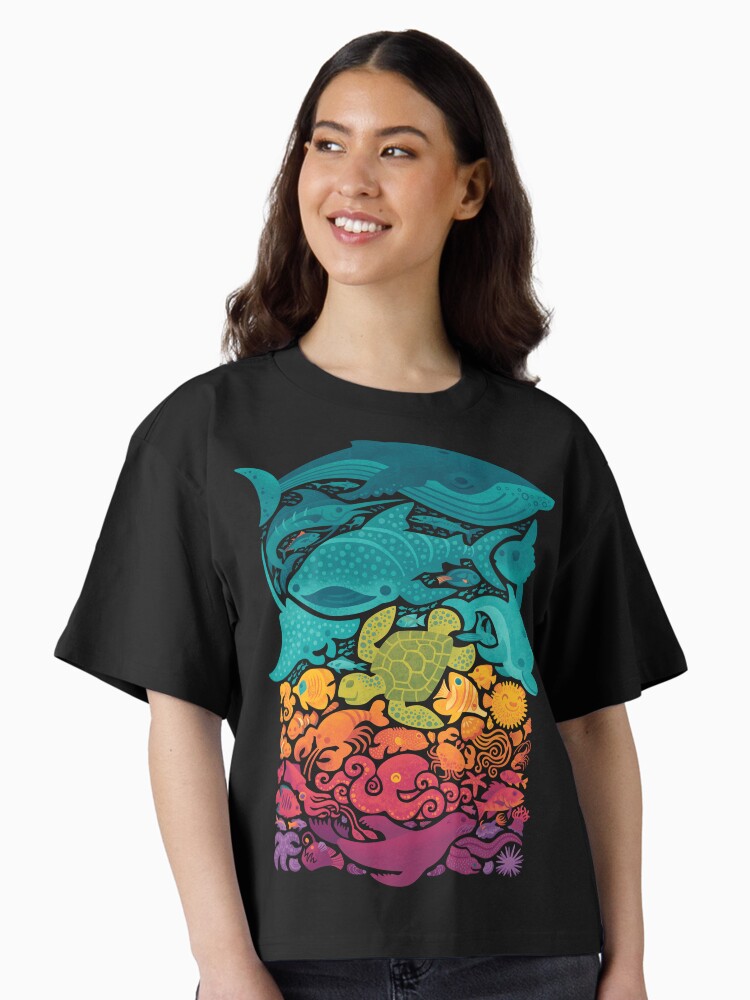 Aquatic Spectrum Boxy T Shirt T Shirt Streetwear Style Everyday Wear