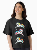 Rainbow Unicorns Boxy T Shirt T Shirt Comfort Fit Everyday Wear