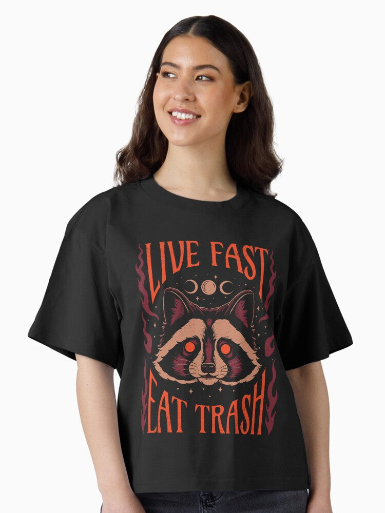 Live Fast Eat Trash Boxy T Shirt T Shirt Comfort Fit Best Seller Look