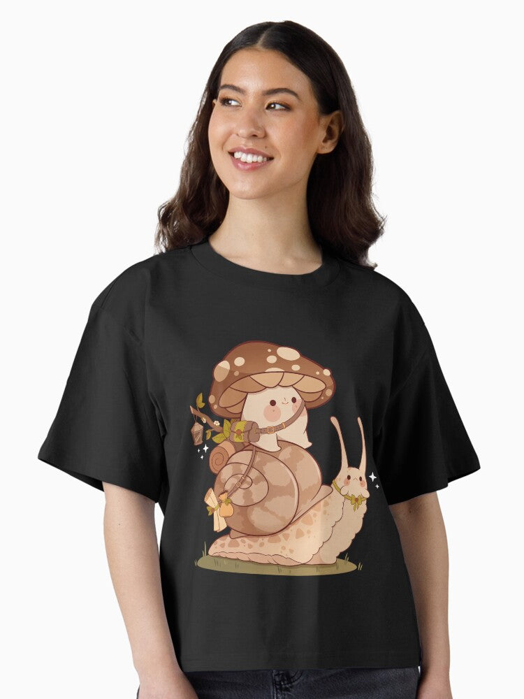 Cute mushroom and snail friend Boxy T Shirt T Shirt High Search Demand Gift Ready