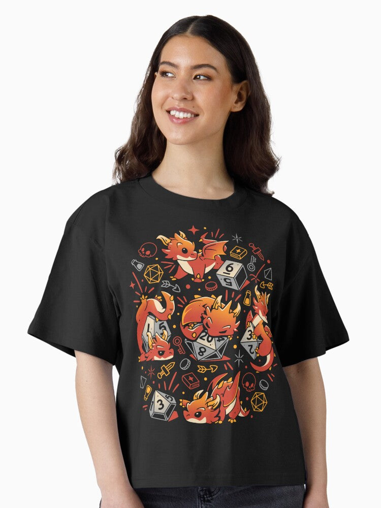Tiny Dragon Dice Boxy T Shirt T Shirt Premium Print Gift Ready