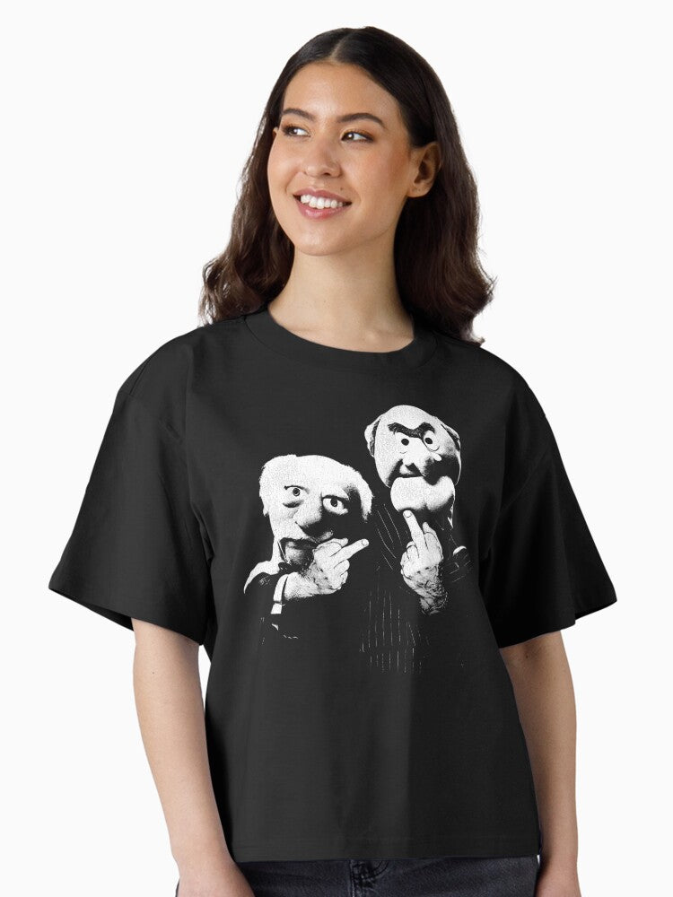Statler and Waldorf Middle Finger Boxy T Shirt T Shirt Premium Print US Top Pick