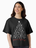 Gothic Bats Christmas Tree Boxy T Shirt T Shirt Premium Print US Top Pick