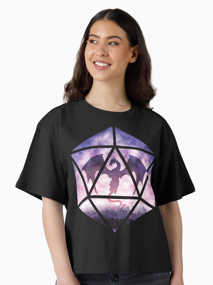 Purple Sky Dragon D20 Boxy T Shirt T Shirt Trending US Everyday Wear