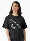 Black cockatoo line Boxy T Shirt T Shirt Comfort Fit Everyday Wear