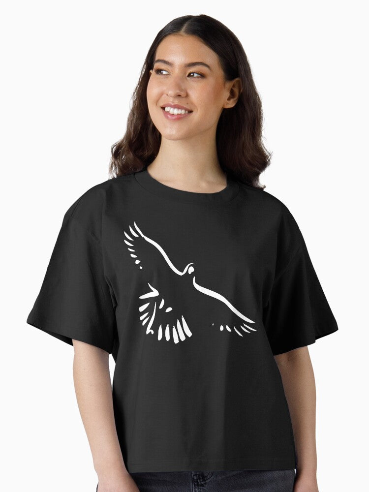 Black cockatoo line Boxy T Shirt T Shirt Comfort Fit Everyday Wear
