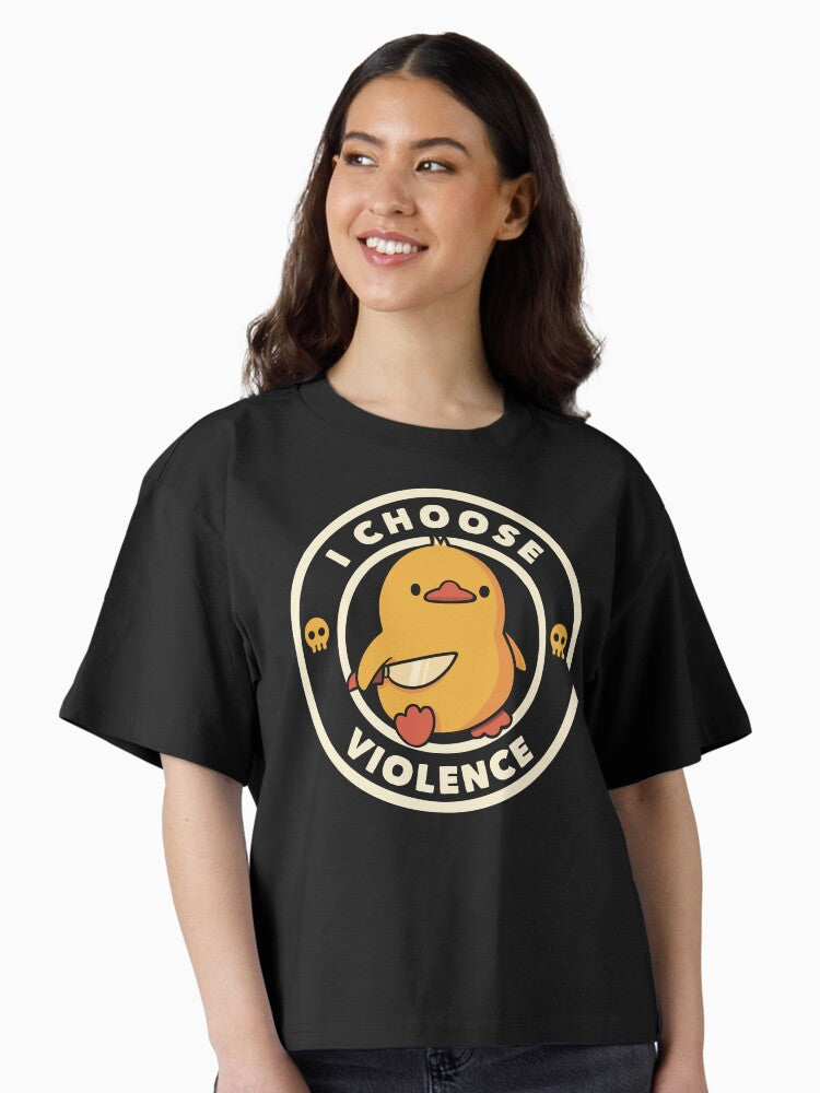 I Choose Violence Funny Duck by Tobe Fonseca Boxy T Shirt T Shirt Comfort Fit Best Seller Look