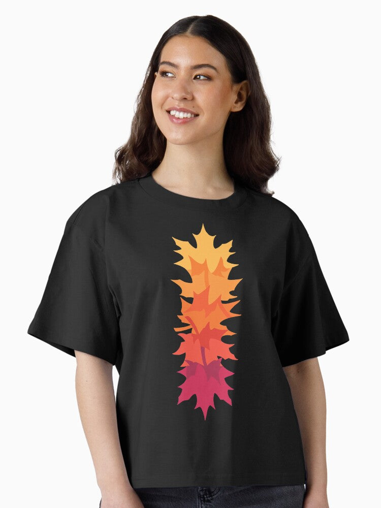 Falling Maple Warm dark Boxy T Shirt T Shirt Trending US Everyday Wear