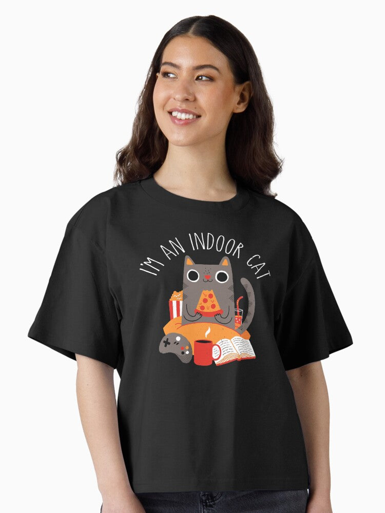 Indoor Cat Boxy T Shirt T Shirt Premium Print US Top Pick