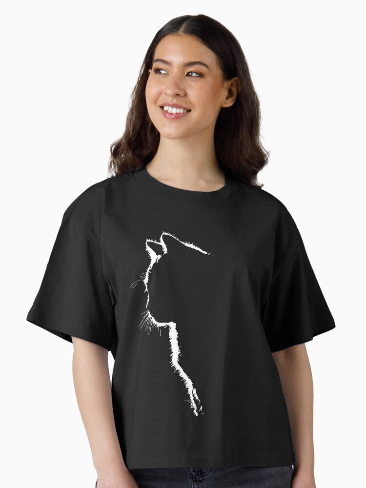Cat silhouette Boxy T Shirt T Shirt Streetwear Style Fan Favorite