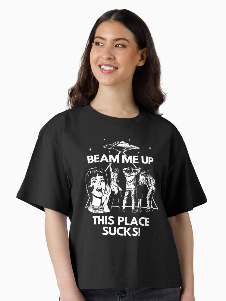 Beam Me Up This Place Sucks Robin s Shirt Boxy T Shirt T Shirt Premium Print Everyday Wear