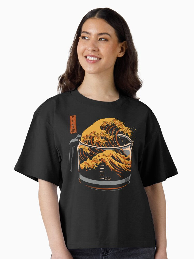 The Great Wave of Coffee Boxy T Shirt T Shirt Streetwear Style US Top Pick