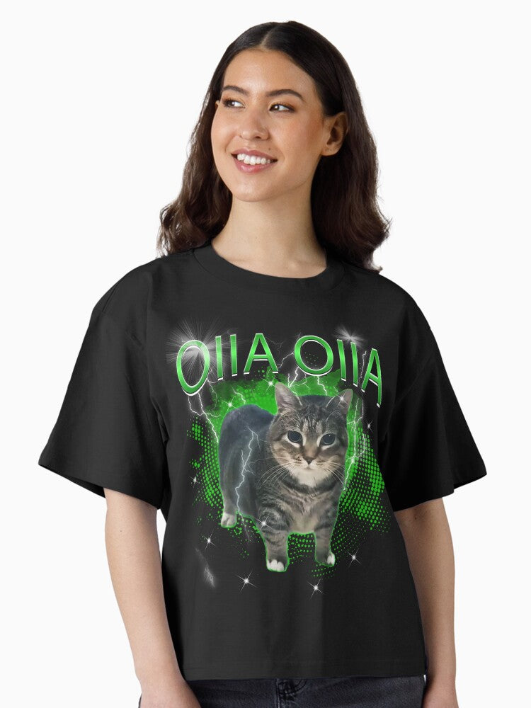 Copy of Spinning Cat OIIA OIIA Electric Funny Meme Cat Meme Inspired Design Boxy T Shirt T Shirt Trending US Best Seller