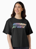 ATEEZ Logo Holographic Style Silver Rainbow Atiny Boxy T Shirt T Shirt Comfort Fit Hot Right Now