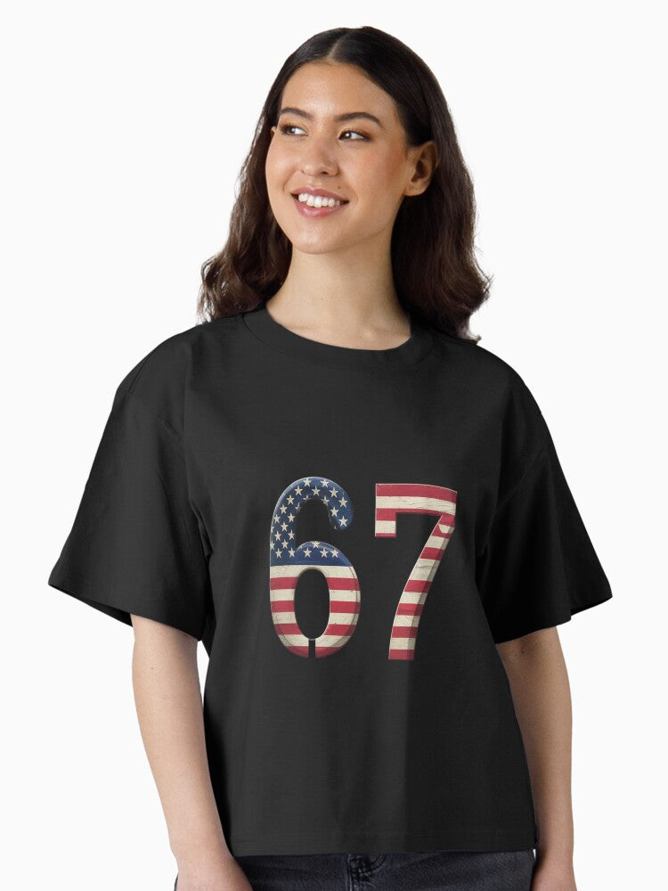 Six Seven 67 American Flag Six Seven Boxy T Shirt T Shirt Comfort Fit Best Seller Look