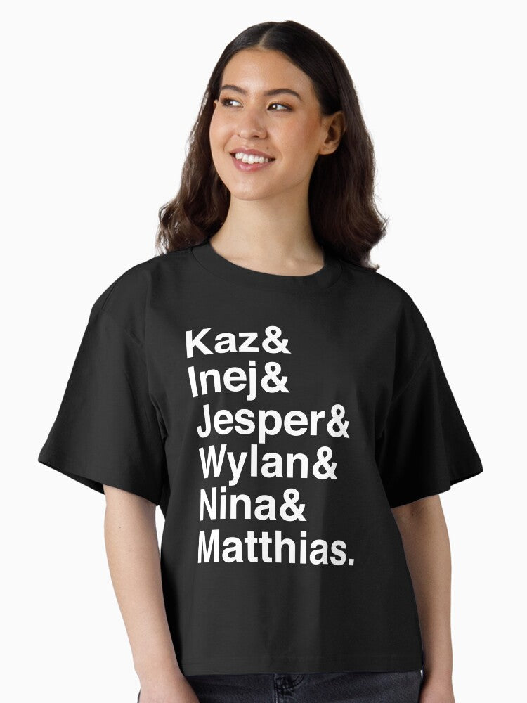 Kaz Inej Jesper Wylan Nina Matthias Six of Crows Inverse Boxy T Shirt T Shirt Premium Print Fan Favorite