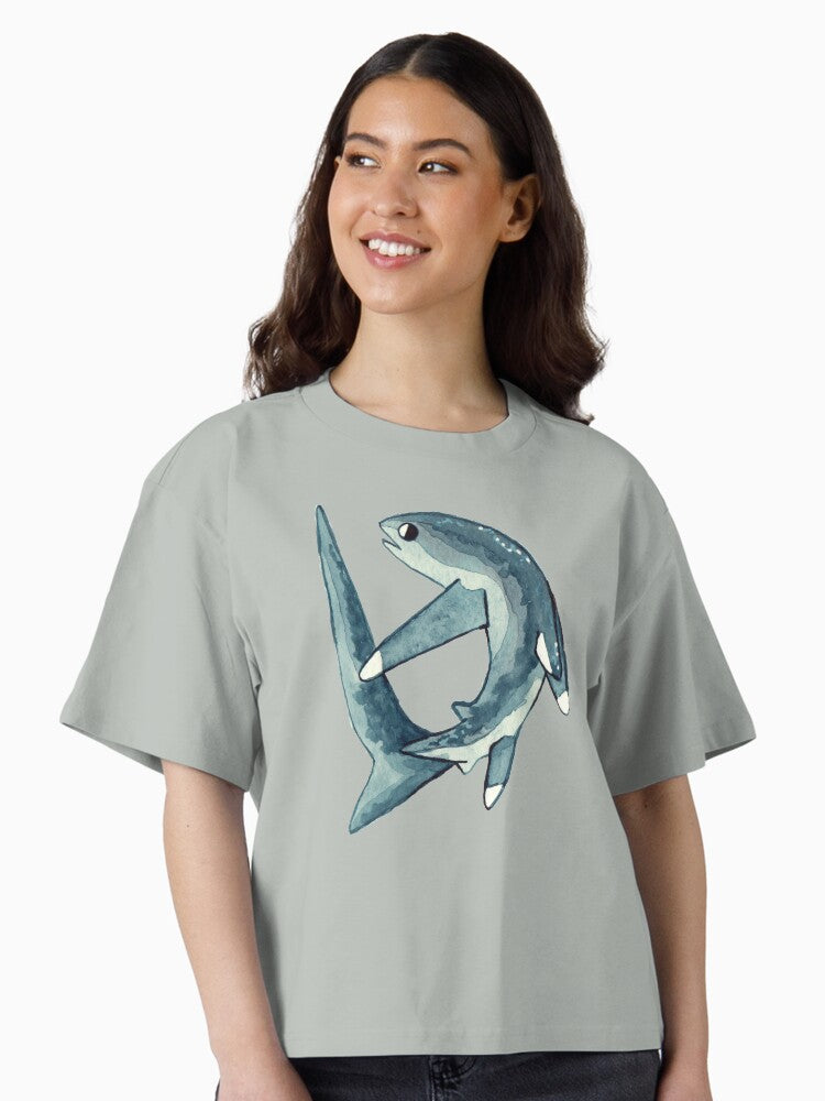 Thresher Shark Watercolour Boxy T Shirt T Shirt Comfort Fit Everyday Wear