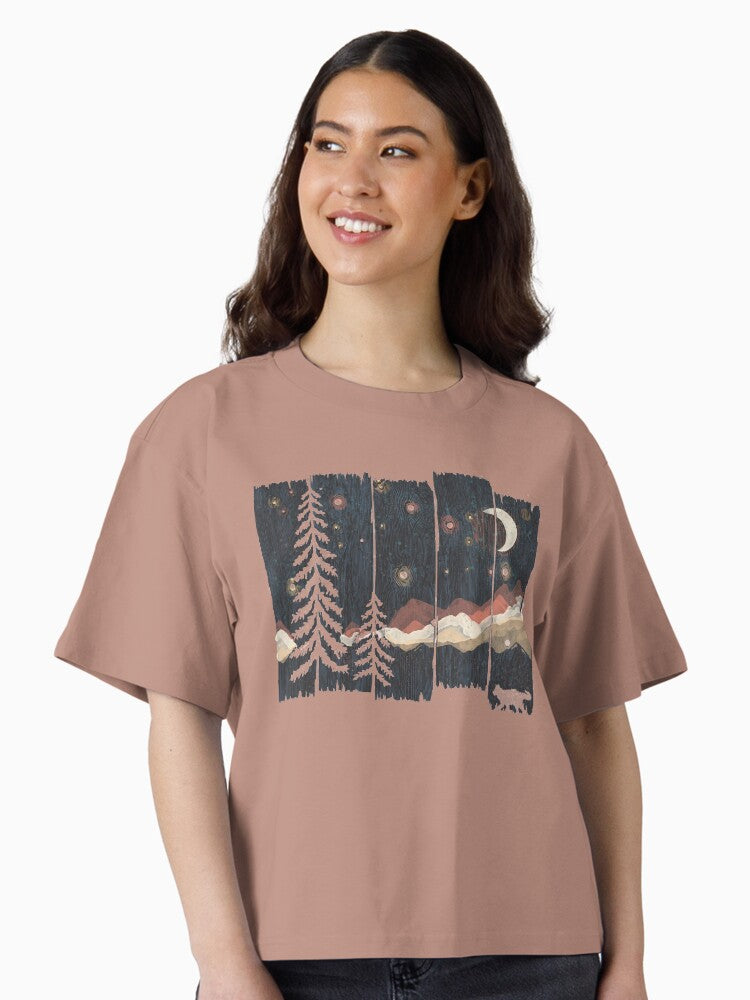 Starry Night in the Mountains Boxy T Shirt T Shirt Comfort Fit Fan Favorite