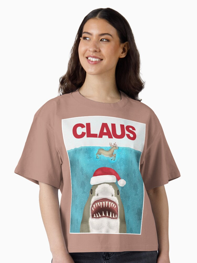 Funny Christmas Santa Claus Shark Reindeer Humor Boxy T Shirt T Shirt Streetwear Style Fan Favorite