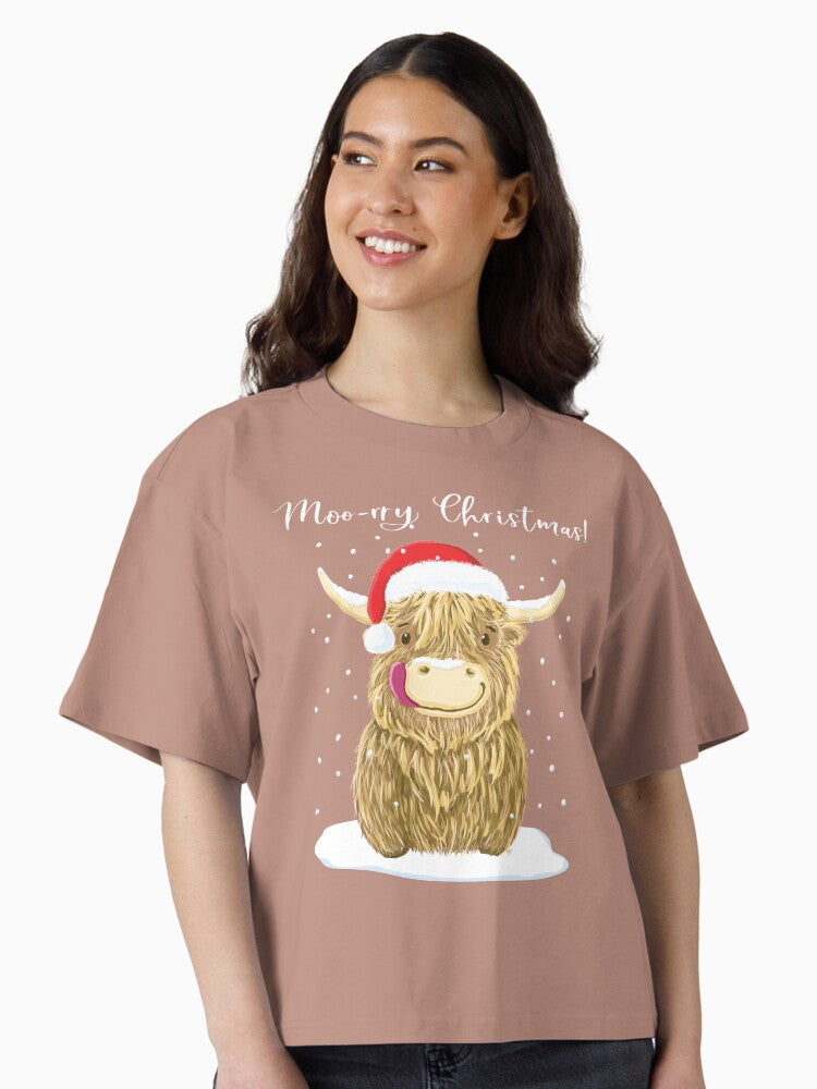 Scottish Highland Cow Moo rry Christmas Wee Hamish Boxy T Shirt T Shirt Premium Print Best Seller Look