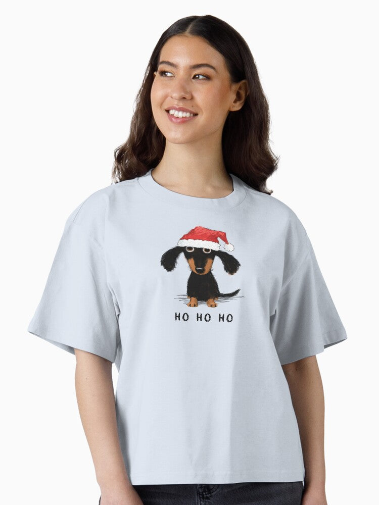 Santa Dachshund Funny Wiener Dog Christmas Boxy T Shirt T Shirt Streetwear Style Fan Favorite